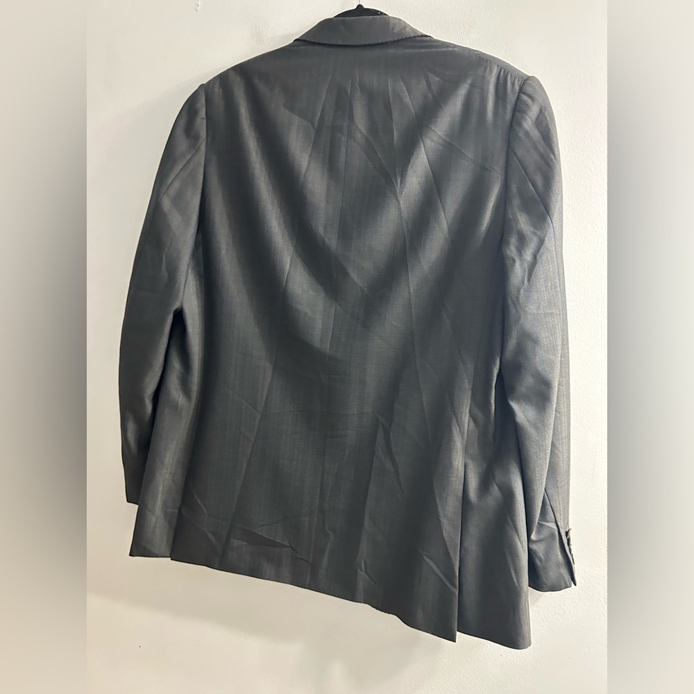 ermenegildo zegna trofeo 600 wool silk blazer suit jacket dark grey and blue - Picture 3 of 11